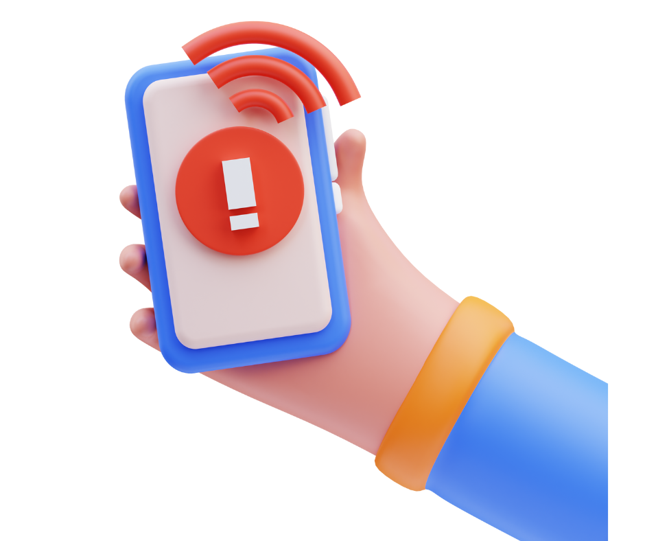 hand holding mobile phone which has an alarm sounding