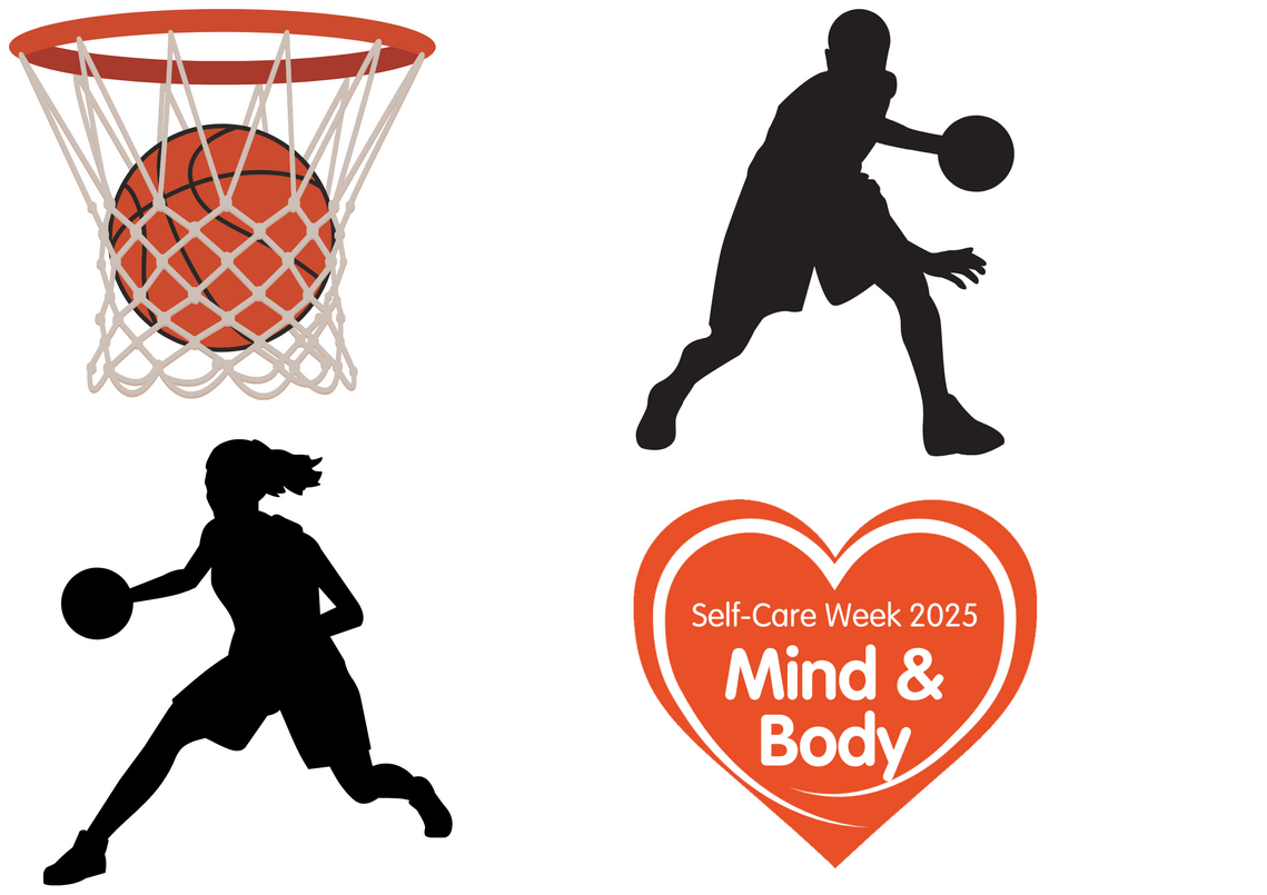 basketball and outline of a boy and a girl playing