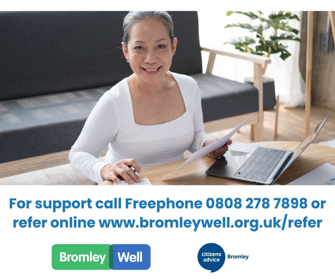 benefits support worker at her desk
