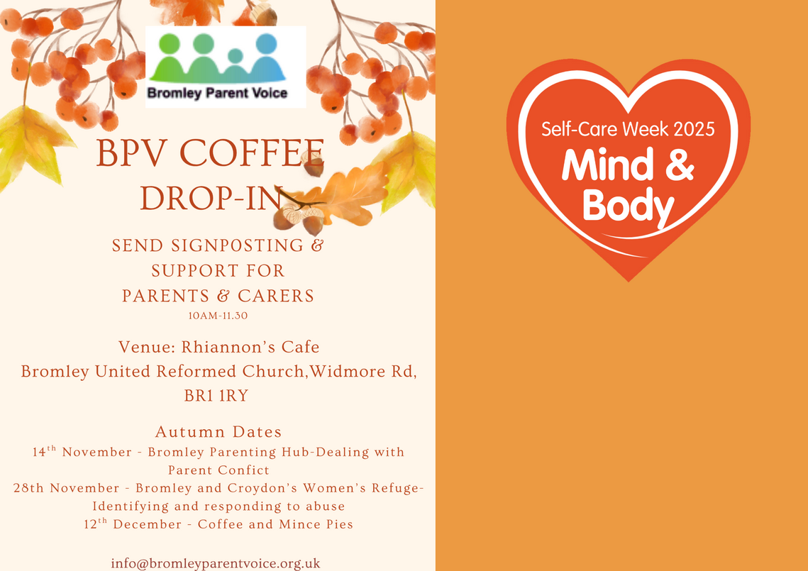 poster for Bromley Parent Voice hub meetings
