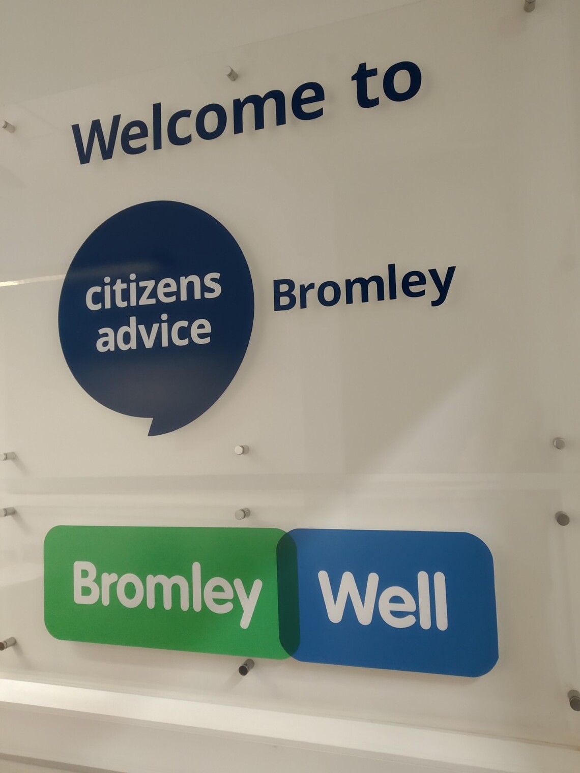 signage for Citizens Advice and Bromley well