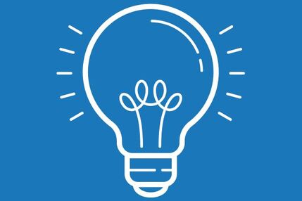 lightbulb icon in white with blue backround