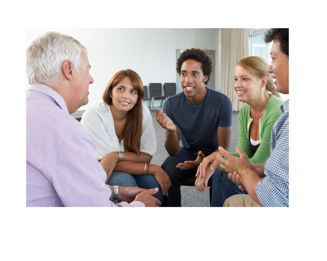 group of people talking