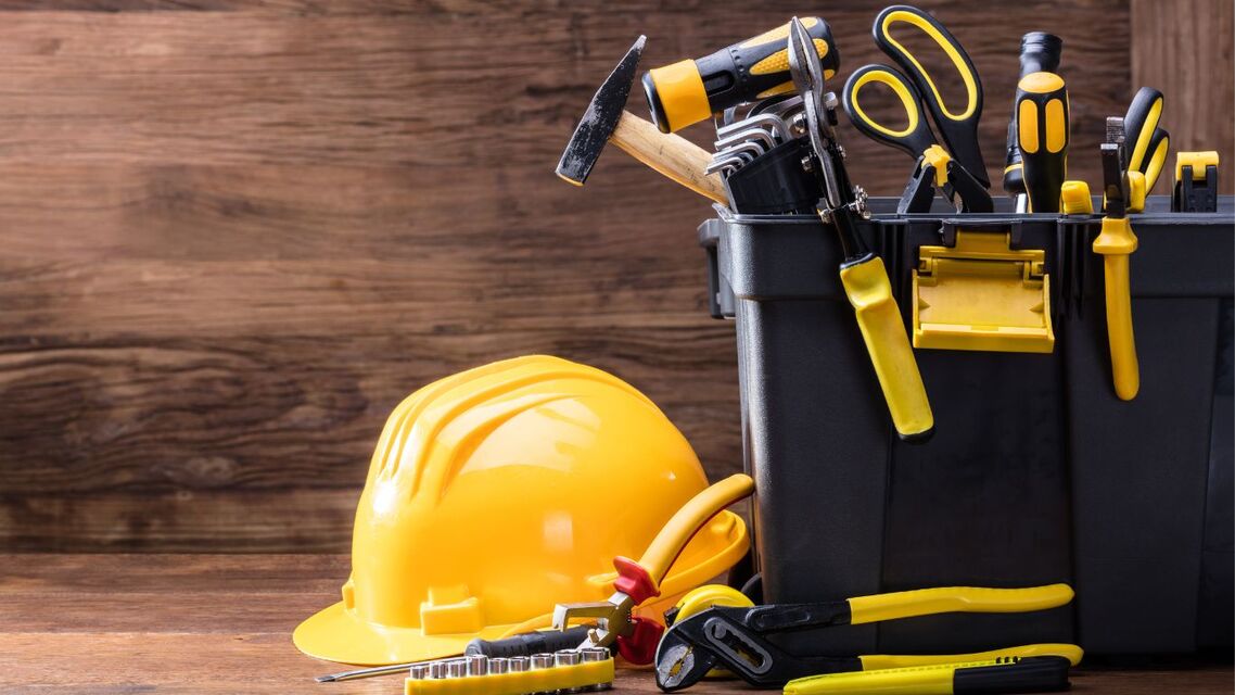 hard hat and tools