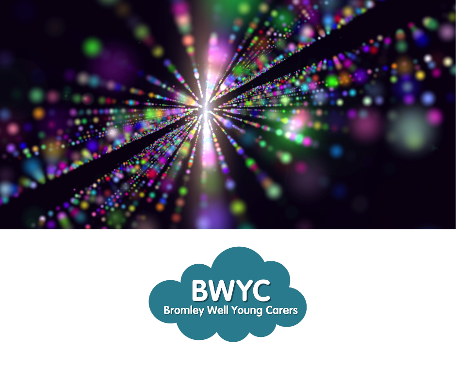 laser beams. Young carers logo underneath