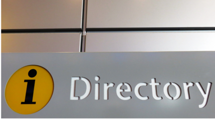Directory written on a silve background