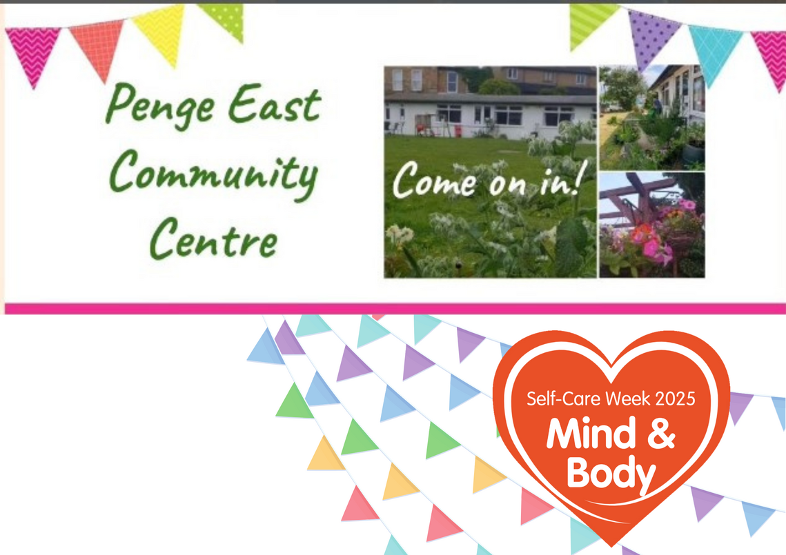 poster showing 3 phots of Penge East Community Centre and some bunting