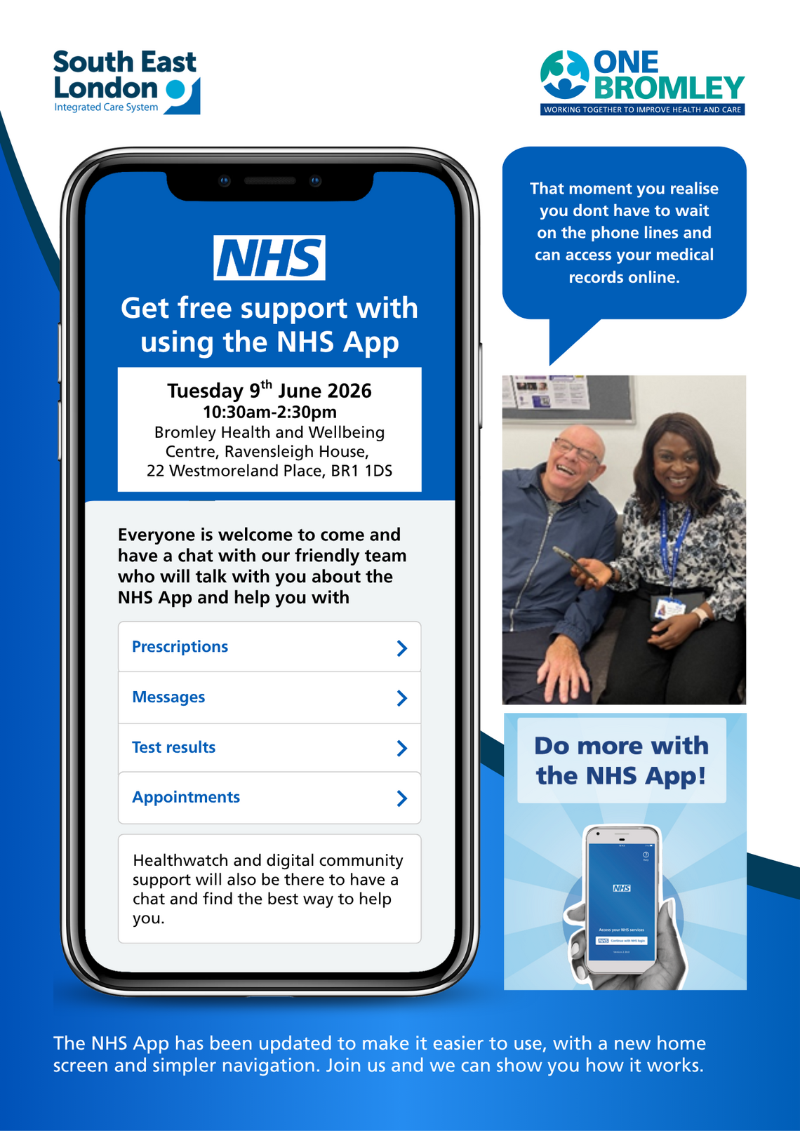 poster for event on how to use the NHS app
