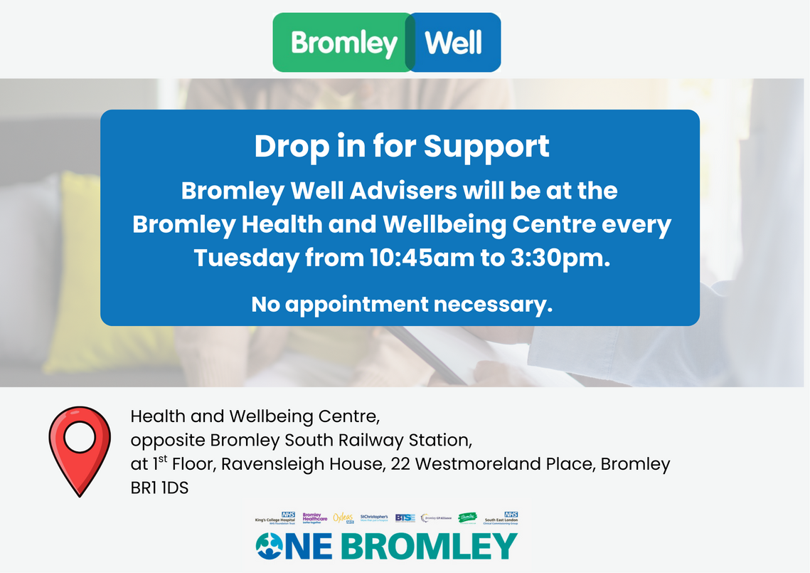 poster for one bromley hub in new location from Jan 2026