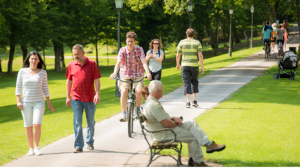 people walking in park