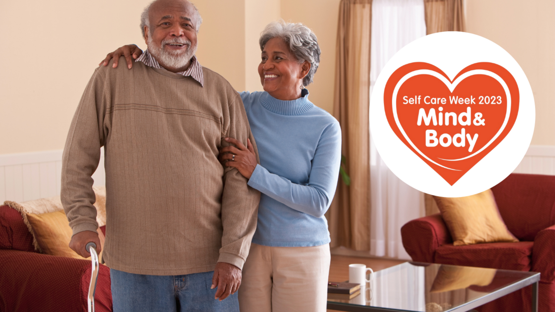 elderly couple standing together