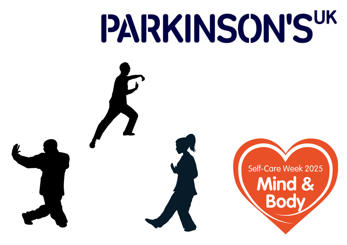 silhouetted people doing tai chi