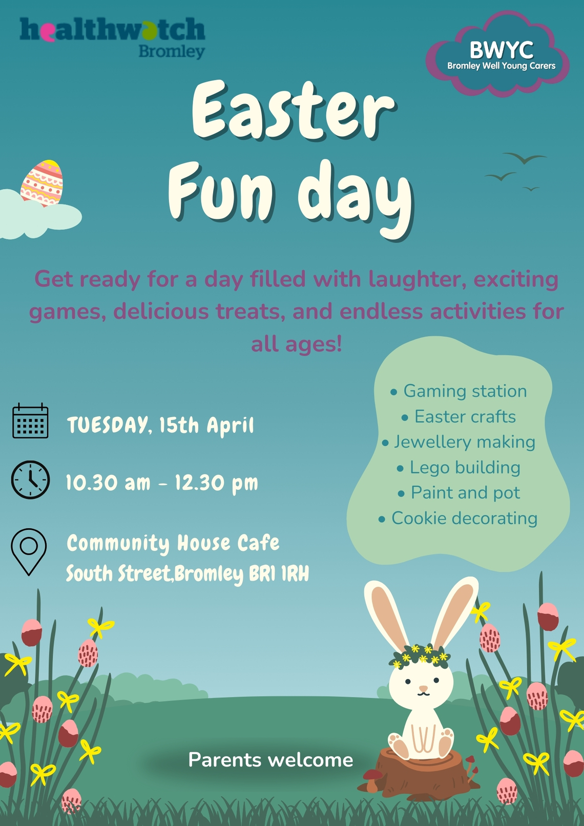 poster for Young carers easter fun day 2025