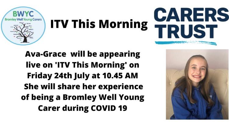 Young carer and text about ITV TV appearance