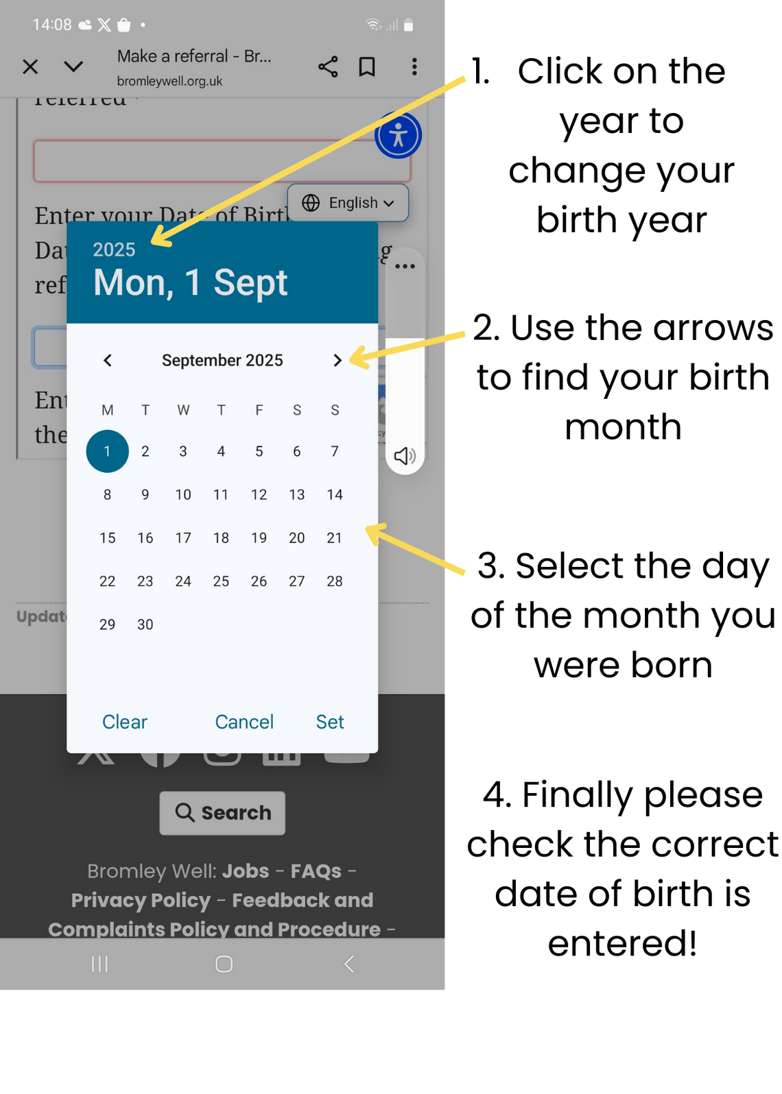 how to find date of birth on teh referral form