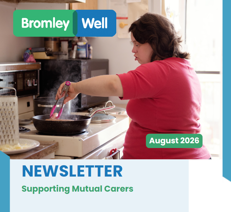 front cover of newsletter showing a young woman cooking