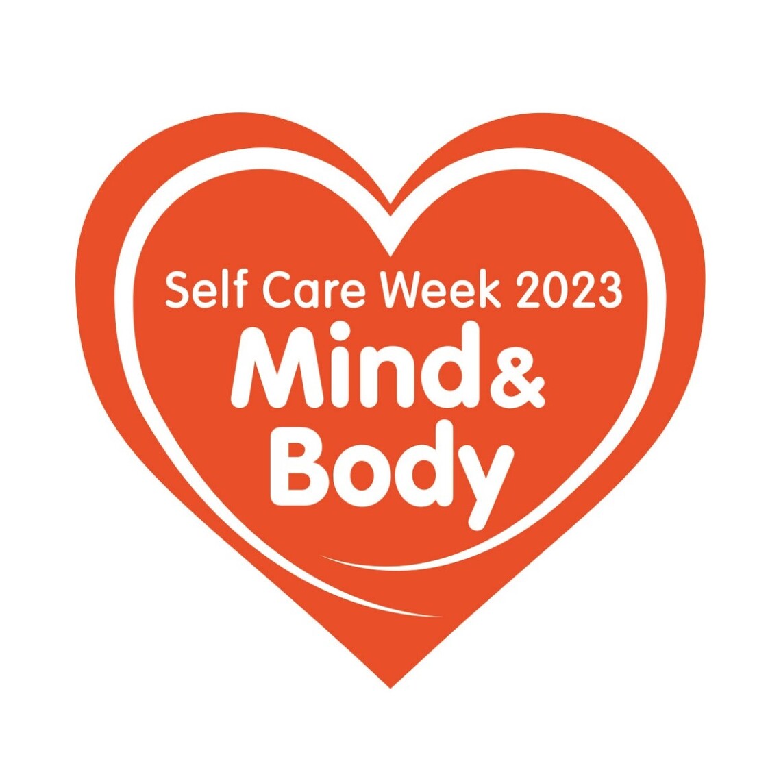 red heart with self care week 2023 in text
